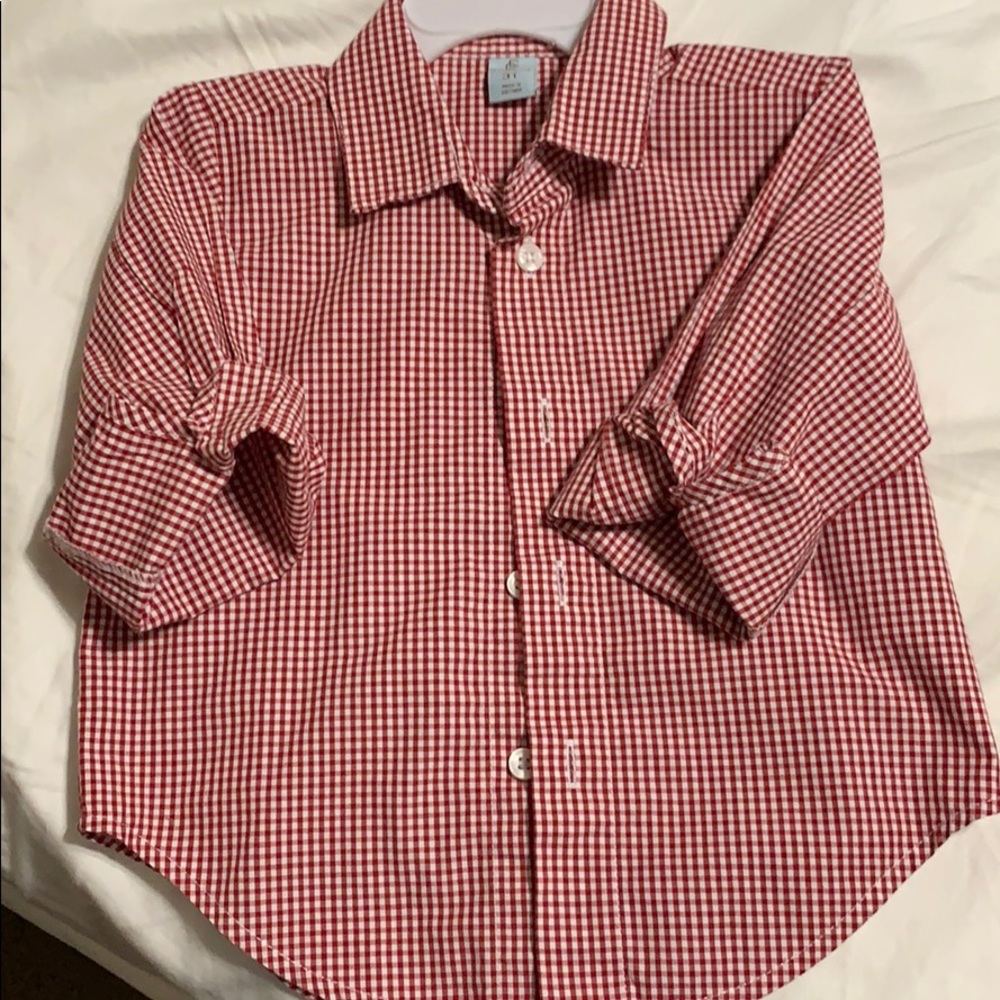 Red & White Toddler Button-up Shirt!